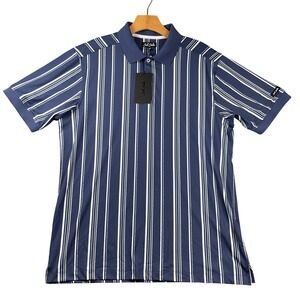 Bad Birdie Navy and White Vertical Stripe Polo